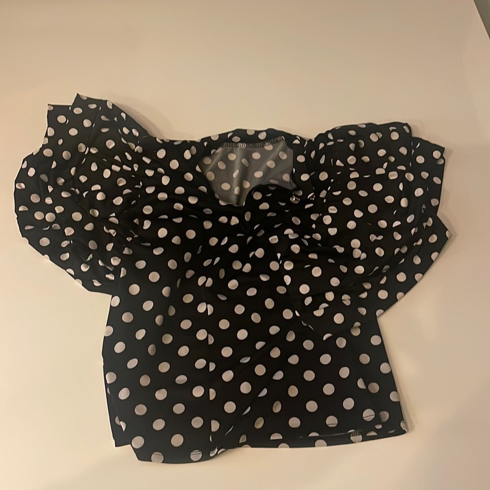 Ups and Downs, Medium black and white polka dot crop top